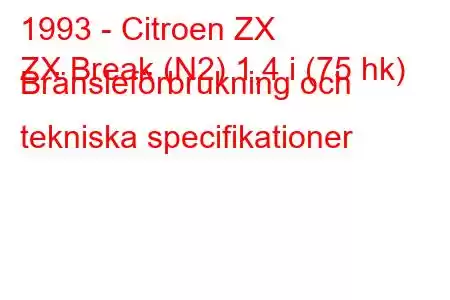 1993 - Citroen ZX
ZX Break (N2) 1,4 i (75 hk) Bränsleförbrukning och tekniska specifikationer