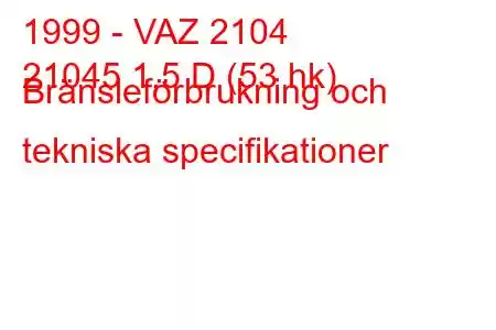 1999 - VAZ 2104
21045 1,5 D (53 hk) Bränsleförbrukning och tekniska specifikationer