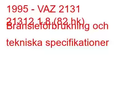 1995 - VAZ 2131
21312 1,8 (82 hk) Bränsleförbrukning och tekniska specifikationer