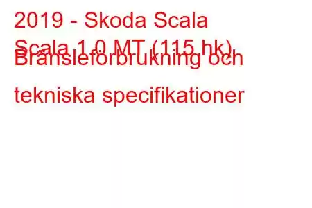 2019 - Skoda Scala
Scala 1.0 MT (115 hk) Bränsleförbrukning och tekniska specifikationer