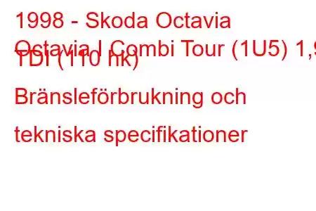 1998 - Skoda Octavia
Octavia I Combi Tour (1U5) 1,9 TDI (110 hk) Bränsleförbrukning och tekniska specifikationer