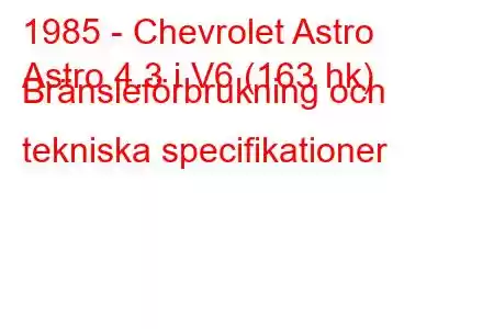 1985 - Chevrolet Astro
Astro 4.3 i V6 (163 hk) Bränsleförbrukning och tekniska specifikationer