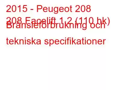 2015 - Peugeot 208
208 Facelift 1.2 (110 hk) Bränsleförbrukning och tekniska specifikationer