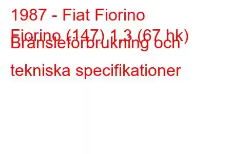 1987 - Fiat Fiorino
Fiorino (147) 1,3 (67 hk) Bränsleförbrukning och tekniska specifikationer