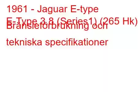 1961 - Jaguar E-type
E-Type 3.8 (Series1) (265 Hk) Bränsleförbrukning och tekniska specifikationer