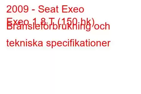 2009 - Seat Exeo
Exeo 1.8 T (150 hk) Bränsleförbrukning och tekniska specifikationer