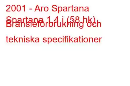 2001 - Aro Spartana
Spartana 1,4 i (58 hk) Bränsleförbrukning och tekniska specifikationer