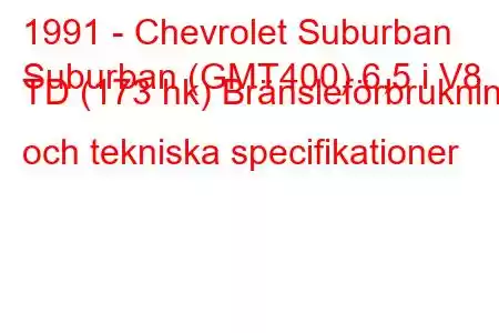 1991 - Chevrolet Suburban
Suburban (GMT400) 6,5 i V8 TD (173 hk) Bränsleförbrukning och tekniska specifikationer