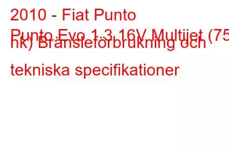 2010 - Fiat Punto
Punto Evo 1.3 16V Multijet (75 hk) Bränsleförbrukning och tekniska specifikationer