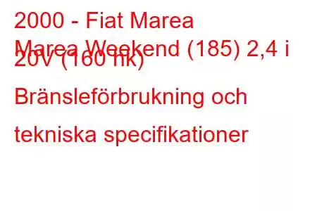 2000 - Fiat Marea
Marea Weekend (185) 2,4 i 20V (160 hk) Bränsleförbrukning och tekniska specifikationer