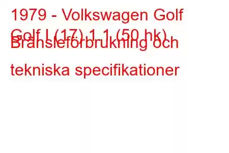 1979 - Volkswagen Golf
Golf I (17) 1.1 (50 hk) Bränsleförbrukning och tekniska specifikationer