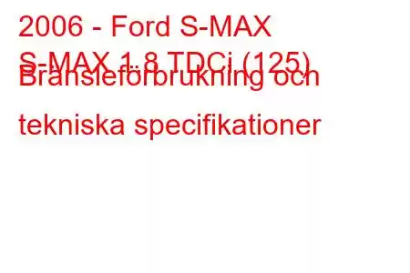 2006 - Ford S-MAX
S-MAX 1.8 TDCi (125) Bränsleförbrukning och tekniska specifikationer