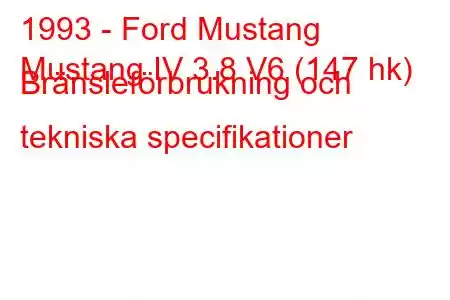 1993 - Ford Mustang
Mustang IV 3.8 V6 (147 hk) Bränsleförbrukning och tekniska specifikationer