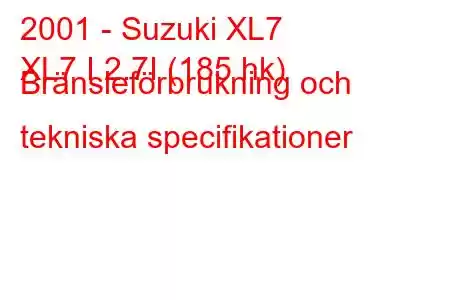 2001 - Suzuki XL7
XL7 I 2.7I (185 hk) Bränsleförbrukning och tekniska specifikationer