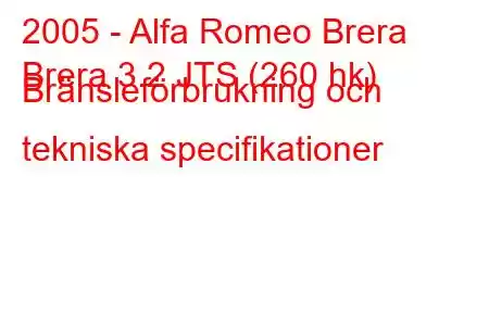 2005 - Alfa Romeo Brera
Brera 3.2 JTS (260 hk) Bränsleförbrukning och tekniska specifikationer