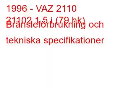 1996 - VAZ 2110
21102 1,5 i (79 hk) Bränsleförbrukning och tekniska specifikationer