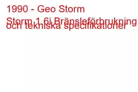 1990 - Geo Storm
Storm 1.6i Bränsleförbrukning och tekniska specifikationer