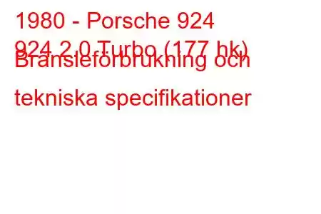 1980 - Porsche 924
924 2.0 Turbo (177 hk) Bränsleförbrukning och tekniska specifikationer