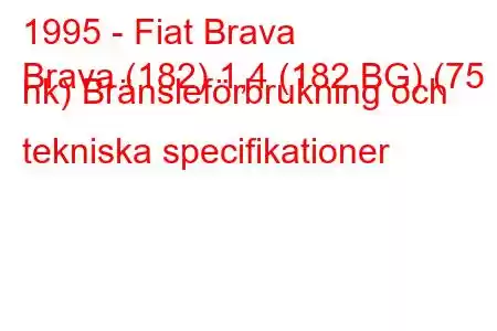 1995 - Fiat Brava
Brava (182) 1,4 (182.BG) (75 hk) Bränsleförbrukning och tekniska specifikationer