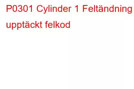 P0301 Cylinder 1 Feltändning upptäckt felkod