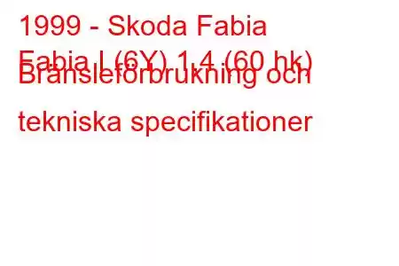 1999 - Skoda Fabia
Fabia I (6Y) 1,4 (60 hk) Bränsleförbrukning och tekniska specifikationer