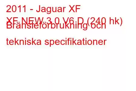 2011 - Jaguar XF
XF NEW 3.0 V6 D (240 hk) Bränsleförbrukning och tekniska specifikationer