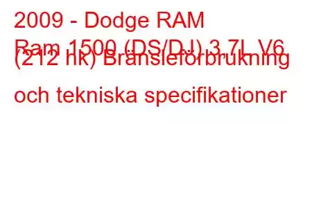 2009 - Dodge RAM
Ram 1500 (DS/DJ) 3,7L V6 (212 hk) Bränsleförbrukning och tekniska specifikationer