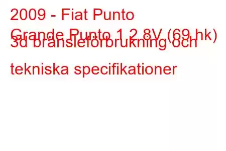 2009 - Fiat Punto
Grande Punto 1.2 8V (69 hk) 3d bränsleförbrukning och tekniska specifikationer