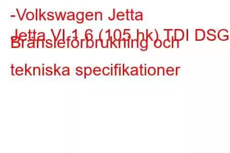 -Volkswagen Jetta
Jetta VI 1.6 (105 hk) TDI DSG Bränsleförbrukning och tekniska specifikationer