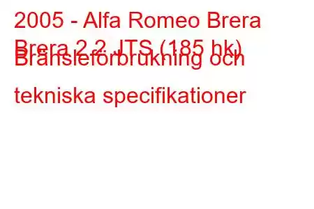 2005 - Alfa Romeo Brera
Brera 2.2 JTS (185 hk) Bränsleförbrukning och tekniska specifikationer