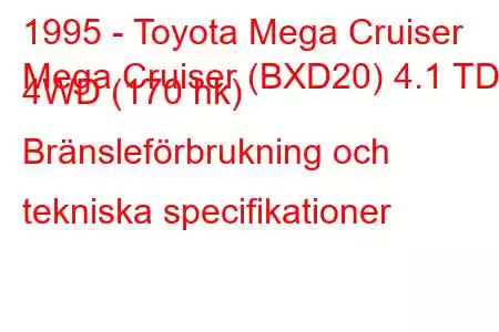 1995 - Toyota Mega Cruiser
Mega Cruiser (BXD20) 4.1 TD 4WD (170 hk) Bränsleförbrukning och tekniska specifikationer