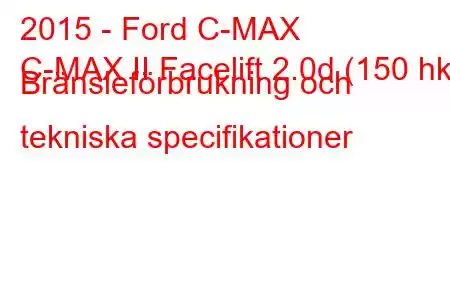 2015 - Ford C-MAX
C-MAX II Facelift 2.0d (150 hk) Bränsleförbrukning och tekniska specifikationer