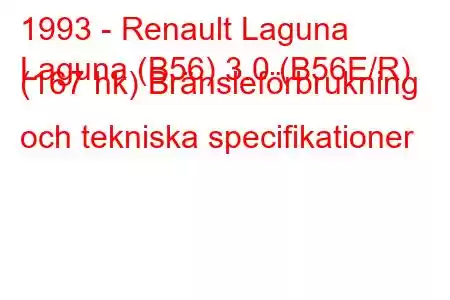 1993 - Renault Laguna
Laguna (B56) 3.0 (B56E/R) (167 hk) Bränsleförbrukning och tekniska specifikationer