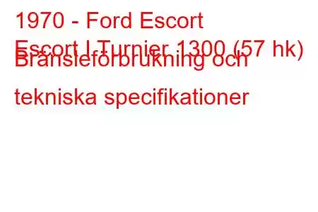 1970 - Ford Escort
Escort I Turnier 1300 (57 hk) Bränsleförbrukning och tekniska specifikationer