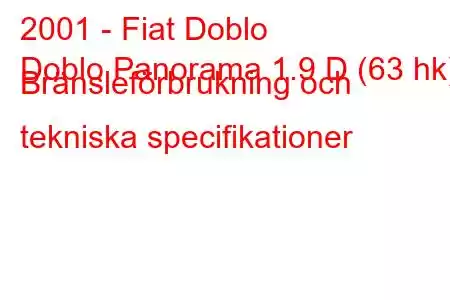 2001 - Fiat Doblo
Doblo Panorama 1.9 D (63 hk) Bränsleförbrukning och tekniska specifikationer