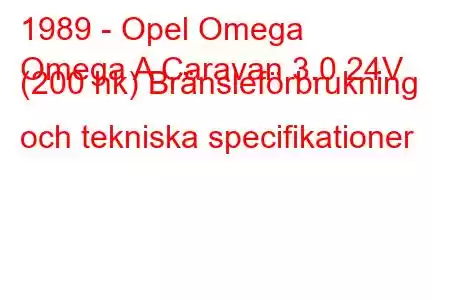 1989 - Opel Omega
Omega A Caravan 3.0 24V (200 hk) Bränsleförbrukning och tekniska specifikationer