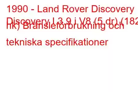 1990 - Land Rover Discovery
Discovery I 3.9 i V8 (5 dr) (182 hk) Bränsleförbrukning och tekniska specifikationer