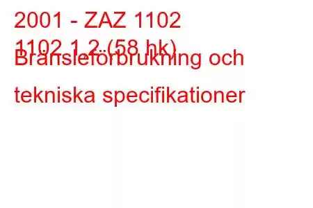 2001 - ZAZ 1102
1102 1,2 (58 hk) Bränsleförbrukning och tekniska specifikationer