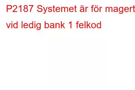 P2187 Systemet är för magert vid ledig bank 1 felkod