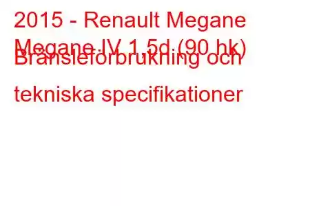 2015 - Renault Megane
Megane IV 1,5d (90 hk) Bränsleförbrukning och tekniska specifikationer