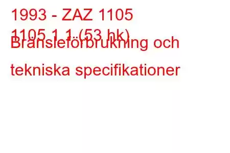 1993 - ZAZ 1105
1105 1.1 (53 hk) Bränsleförbrukning och tekniska specifikationer