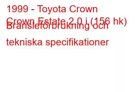 1999 - Toyota Crown
Crown Estate 2.0 i (156 hk) Bränsleförbrukning och tekniska specifikationer