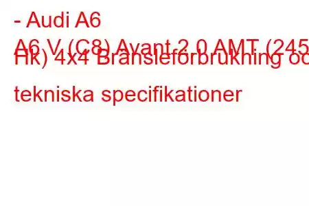 - Audi A6
A6 V (C8) Avant 2.0 AMT (245 Hk) 4x4 Bränsleförbrukning och tekniska specifikationer