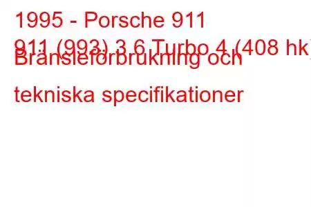 1995 - Porsche 911
911 (993) 3.6 Turbo 4 (408 hk) Bränsleförbrukning och tekniska specifikationer