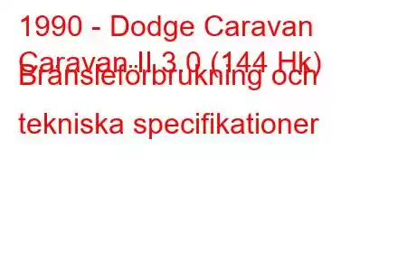 1990 - Dodge Caravan
Caravan II 3.0 (144 Hk) Bränsleförbrukning och tekniska specifikationer