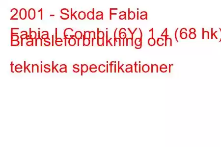 2001 - Skoda Fabia
Fabia I Combi (6Y) 1,4 (68 hk) Bränsleförbrukning och tekniska specifikationer