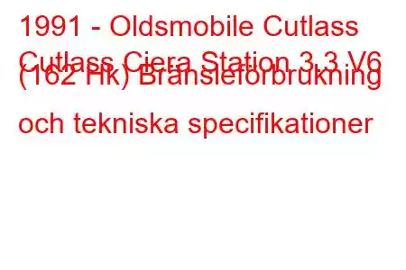 1991 - Oldsmobile Cutlass
Cutlass Ciera Station 3.3 V6 (162 Hk) Bränsleförbrukning och tekniska specifikationer