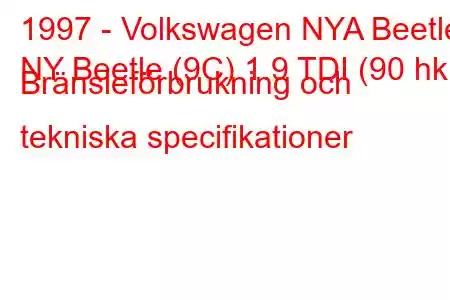 1997 - Volkswagen NYA Beetle
NY Beetle (9C) 1.9 TDI (90 hk) Bränsleförbrukning och tekniska specifikationer