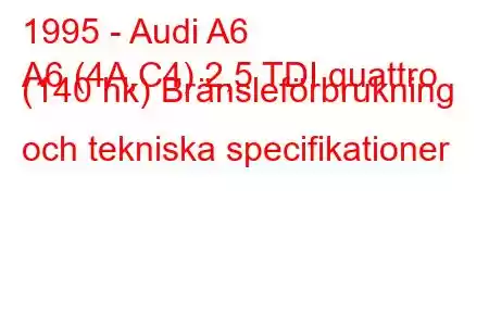 1995 - Audi A6
A6 (4A,C4) 2,5 TDI quattro (140 hk) Bränsleförbrukning och tekniska specifikationer