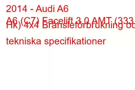 2014 - Audi A6
A6 (C7) Facelift 3.0 AMT (333 Hk) 4x4 Bränsleförbrukning och tekniska specifikationer